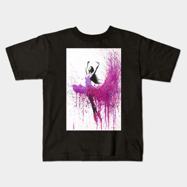 Pink Dancer Kids T-Shirt by AshvinHarrison